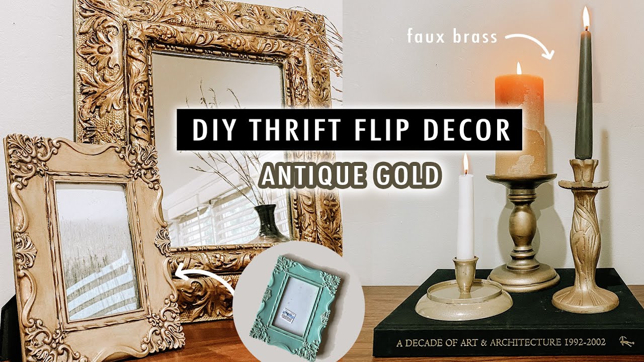 DIY Antique Gold Mirror Using Rub 'n Buff 